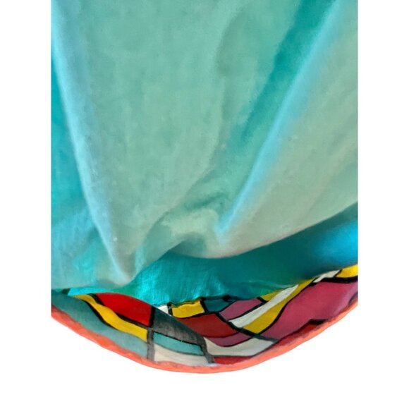 MCM Color Block Cotton Half Apron 4 Large Pockets VTG Turquoise Multicolor Gift - Picture 8 of 8